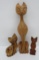 MCM carved wooden cat figures, 6