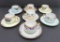 Seven German hand painted porcelain cups and saucers, Butterfly motif, Arts and Crafts
