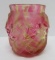 Lovely cranberry and amber floral pattern toothpick holder, 2