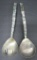 Mexican silver serving spoons, abalone, 10 1/4