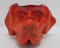 Great colored dog toothpick holder, attributed to Summit glass, orange slag, 2 1/4