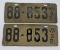 Matching pair of 1921 Wisconsin license plates, 12 1/2