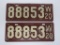 Matched pair 1920 Wisconsin License Plate, 12 1/2