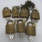 7 brass Corbin locks, all keyed alike with chain