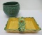 McCoy art pottery, center bowl with candlestick and jardinierre