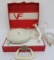 VF Vanity Fair Model 99 record player, red and white striped