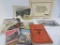 Vintage motorcycle ephemera, Triumph manual, real photos, and book plates