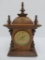 German mantle clock, walnut case, ornate, 12