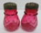 Cranberry salt and pepper shakers, optic, 3