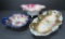 Three handpainted floral dishes, one Nippon