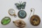Four vintage pins, pendant and bauble pendant