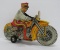 Marx tin litho wind up motorcycle toy, working, 8 1/2