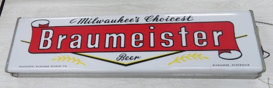 Great Milwaukee Braumeister lighted sign, 48" x 13", working