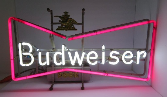 Budweiser Bow Tie neon light, working, 27" x 15"