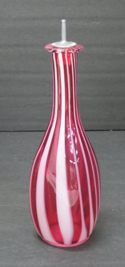 Cranberry barber bottle, 9 3/4"