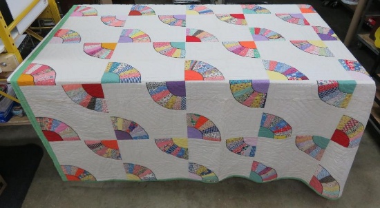 Grandmothers Fan patchwork quilt, 86" x 83"