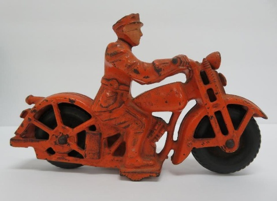 Cast iron motorcycle toy, 6 1/2", Patrol