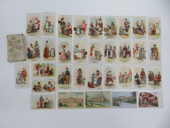 29 Singer sewing machine 1893 Worlds Fair trade cards and 1904 World's Fair cards including Hold to