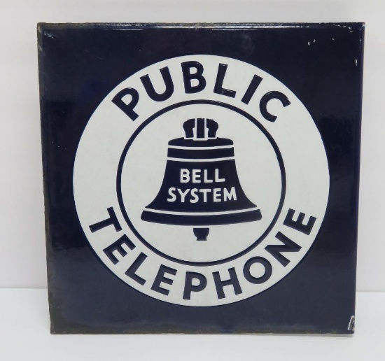 Enamel two sided Public Telephone flange sign, 11"