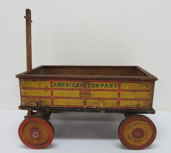 American Company Express wooden and paper lithograph wagon, 15" x 11"