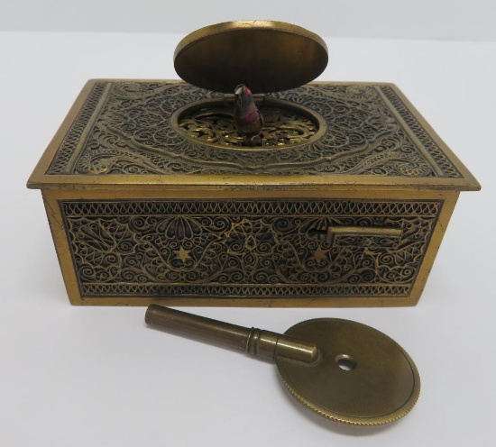 Ornate Musical Automated singing bird box, attributed to German maker Karl Greisbaum