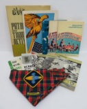 Vintage Boy Scout books, kerchief and paperweight