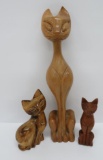 MCM carved wooden cat figures, 6