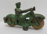 Cast iron miniature motorcycle toy, 3