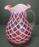 Cranberry diamond quilted fluted top pitcher, 9