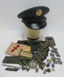 Military lot with patches, medals, and hats