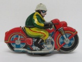 Vintage Friction tin litho motorcycle toy, 8