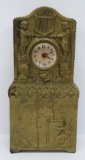 Metal clock, Harmony Novelty clock, attributed to Ansonia, 10 1/2