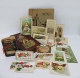 Very interesting Merry Christmas box, postcard album and calling cards