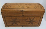 Small wooden trunk, decorated, 17 1/2