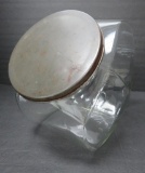 Counter Jar, hinged metal lid, 10