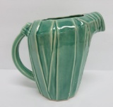 McCoy Art Pottery Reed strap pitcher, green, c 1948, 8