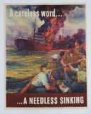 WWII 1942 War Poster, A Careless Word... A Needless Sinking, 22