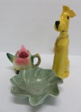 MCM dish, parrot teapot and dog bottle