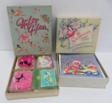 Vintage Gift tags and metallic greeting cards with original boxes