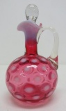 Cranberry polka dot cruet, 6 1/2