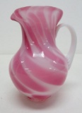 Cranberry white spatter pitcher, 5