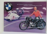 Metal BMW motorcycle racing sign, 27 1/2