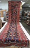 Oriental runner, blues and reds, 11' long and 32