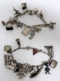 Two charm bracelets, some marked sterling