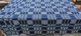 Blue and white woven coverlet, 76