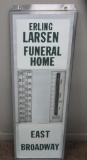 Fantastic Waukesha advertising thermometer and barometer, Erling Larson Funeral Home