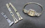 Amito ladies wrist watch with fancy rhinestone band and extra band parts