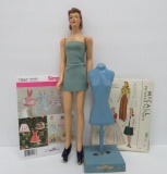 1940's Fashion Mannequin with dress form, base and patterns