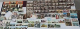 International postcards and 1902 stereo viewer cards with box and booklet, over 150 pieces
