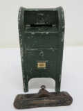 US metal mail box still bank and cast iron level